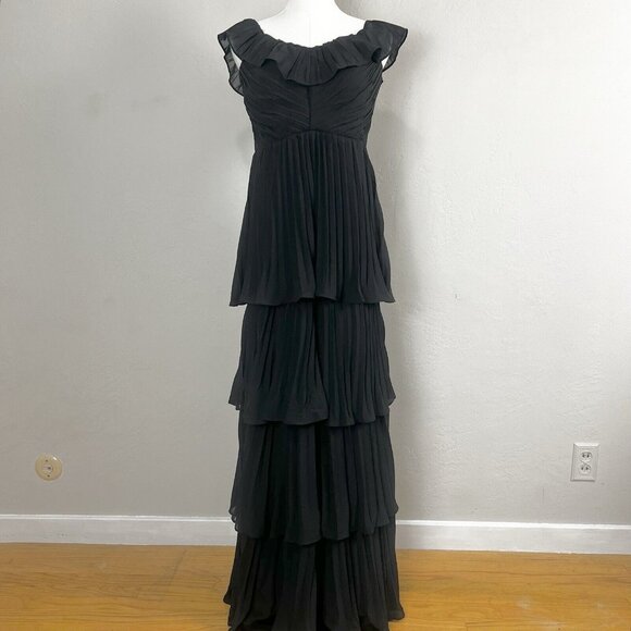 Lulus Always Remarkable Pleated Tiered Maxi Dress Off Shoulder NWOT - Picture 4 of 16